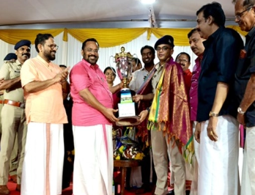 Kerala Police won the first prize at Thrissur pooram exhibition 2025 in the major pavilion state government sector category